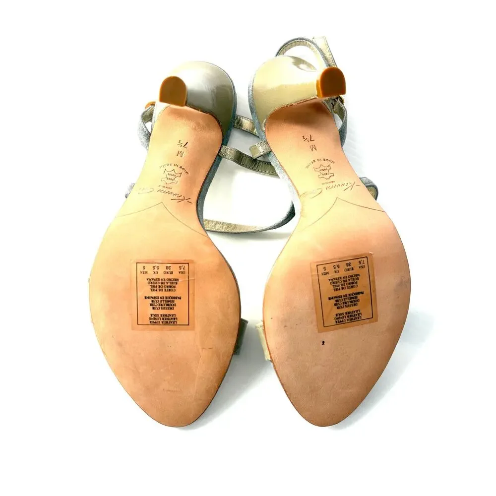 Kenneth Cole Suede Slingback Heels 7.5 Made in Spain Leather Sole